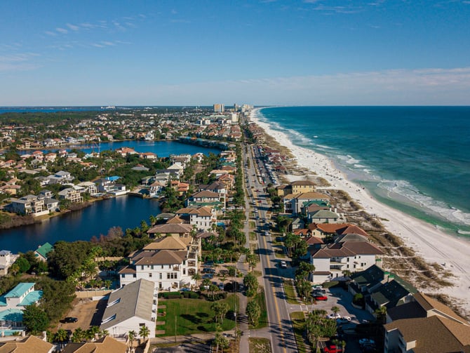 Aerial view of Destin Florida coastline